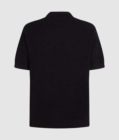 Short-sleeved knit polo shirt