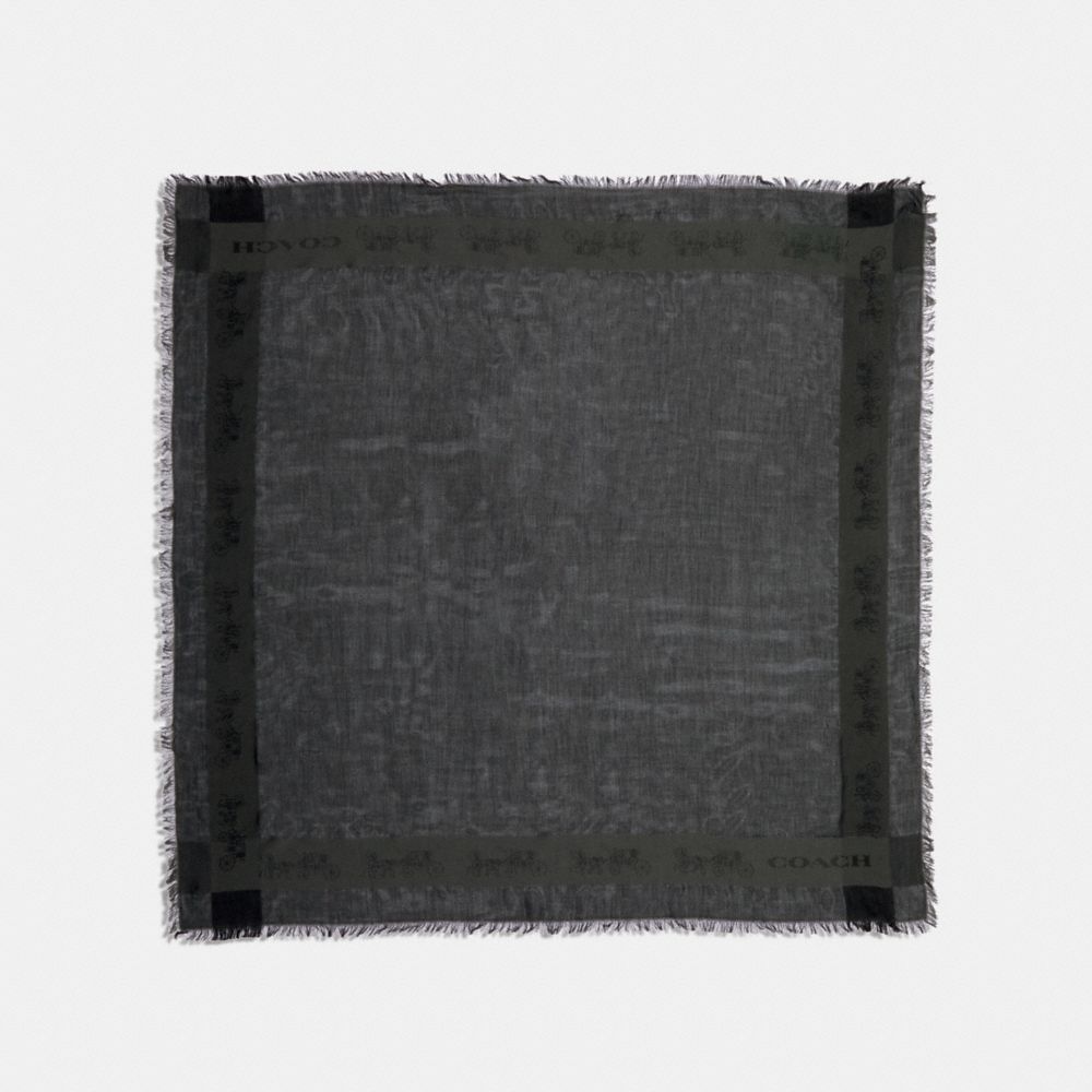 Horse And Carriage Print Border Oversized Square Scarf