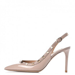 Patent Rockstud Half D'Orsay Slingback 85mm Pumps 37 Poudre