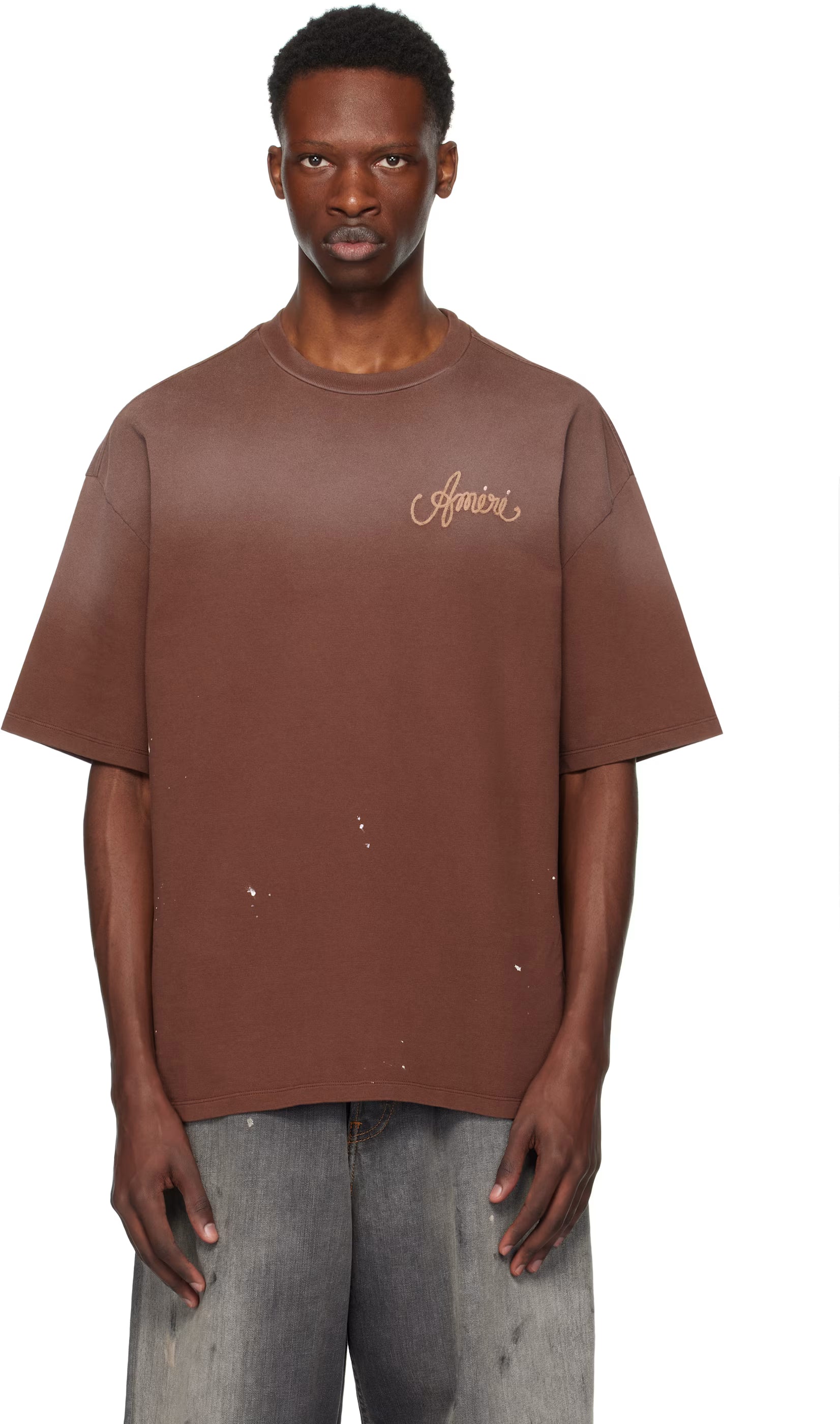 Brown 'AMIRI Design Studio' T-shirt