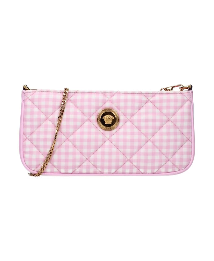 Pink Fabric Shoulder Bag with Front Detail