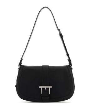 Black Leather Satchel Crossbody Bag