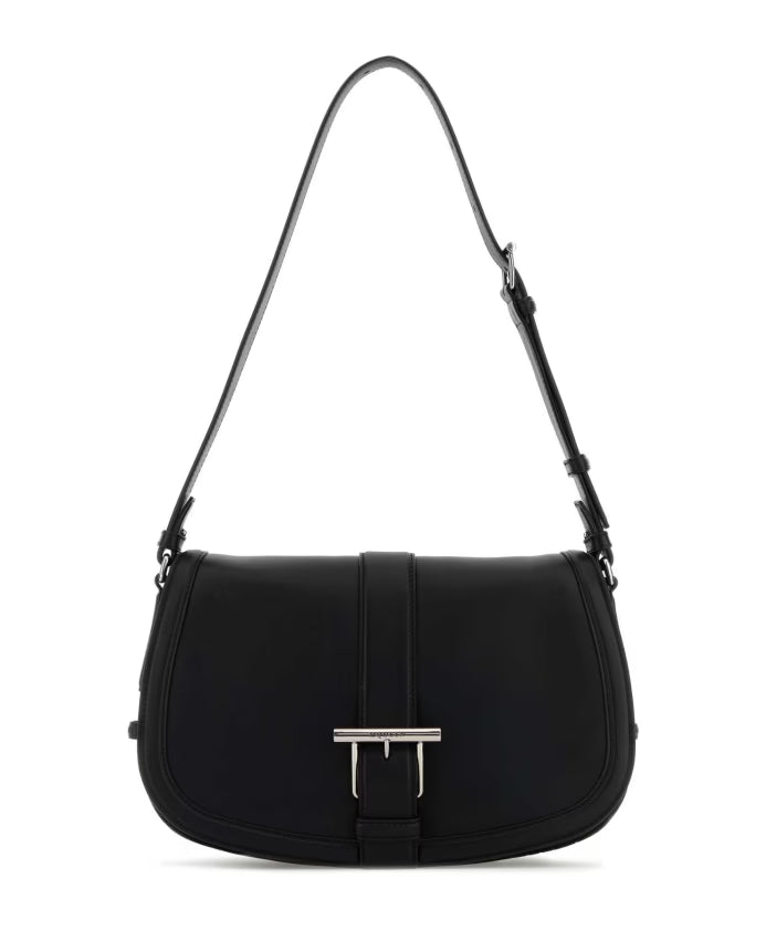 Black Leather Satchel Crossbody Bag