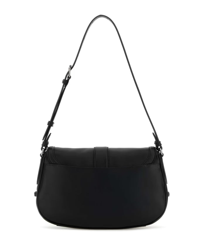 Black Leather Satchel Crossbody Bag