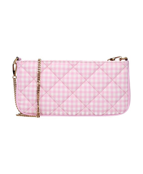 Pink Fabric Shoulder Bag with Front Detail