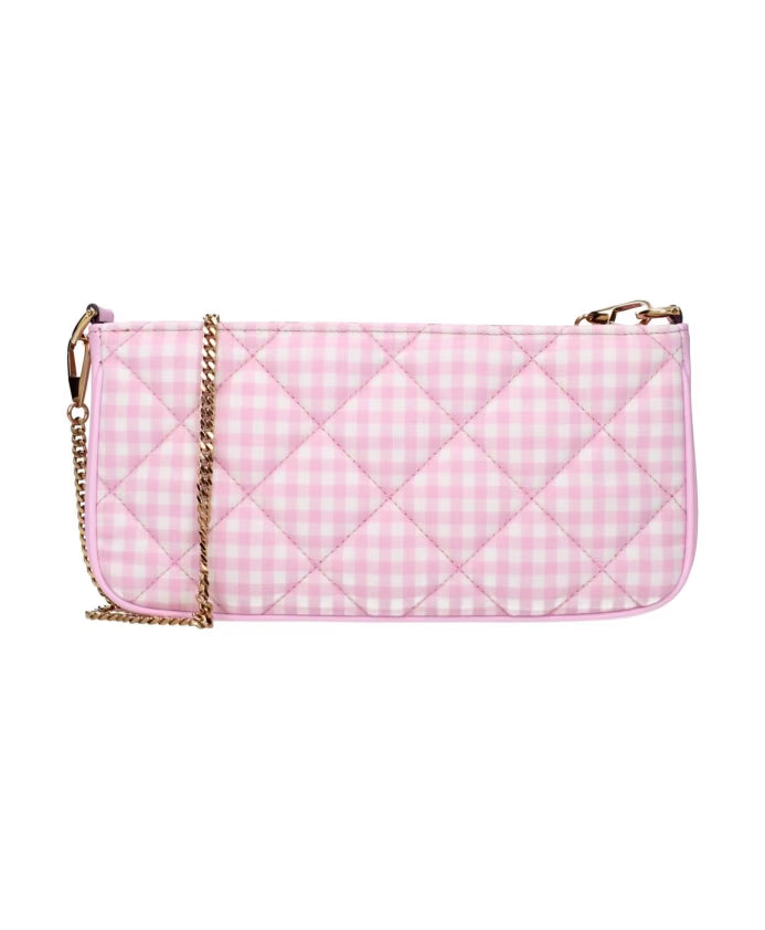Pink Fabric Shoulder Bag with Front Detail