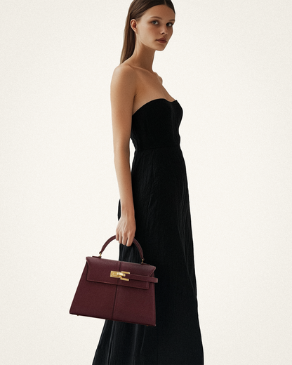 Elise Large Top Handle Bag - Brown Canvas