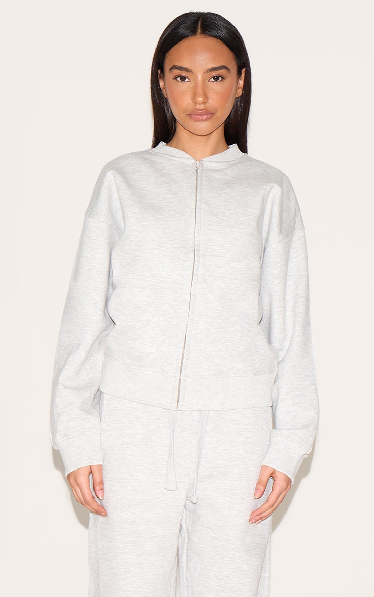 Petite Ash Grey Zip Through Sweatshirt
