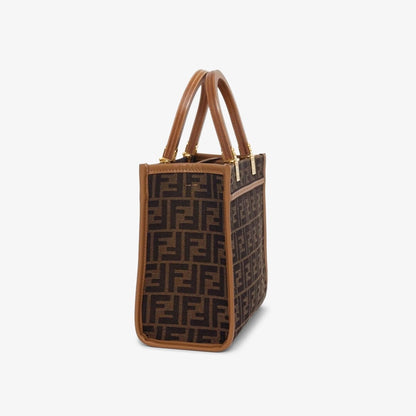 Fendi Sunshine Small Brown FF jacquard fabric bag