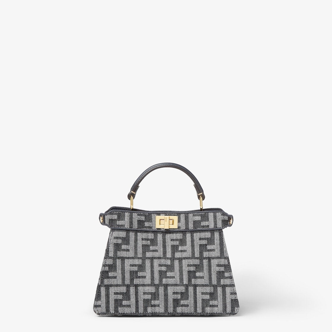 Dark blue denim-effect FF jacquard bag