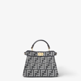 Dark blue denim-effect FF jacquard bag