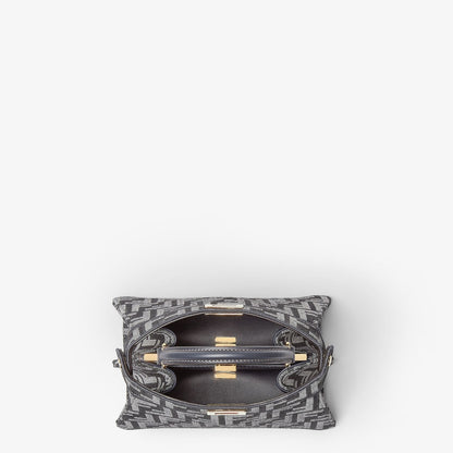 Dark blue denim-effect FF jacquard bag