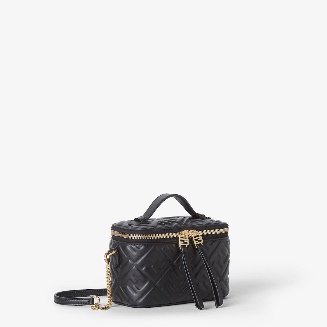 Black nappa leather mini-bag with FF motif