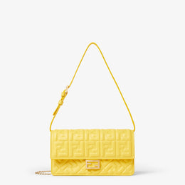Broom yellow nappa leather wallet with FF motif