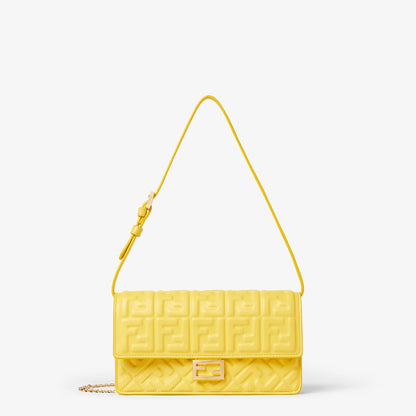 Broom yellow nappa leather wallet with FF motif