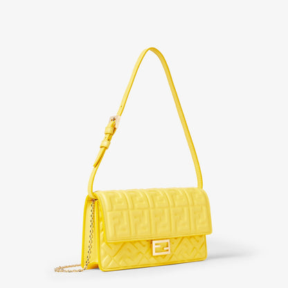 Broom yellow nappa leather wallet with FF motif