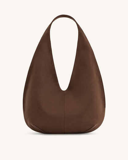Dara Faux Suede Hobo Bag - Mocha Brown