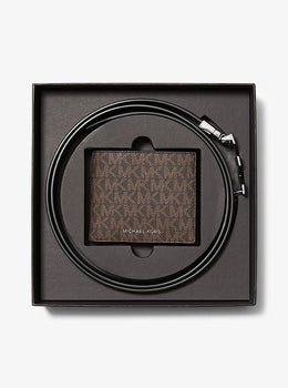 Signature Logo Wallet and Reversible Belt Gift Set