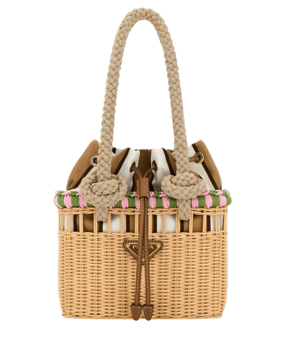 Natural Wicker Mini Bucket Bag