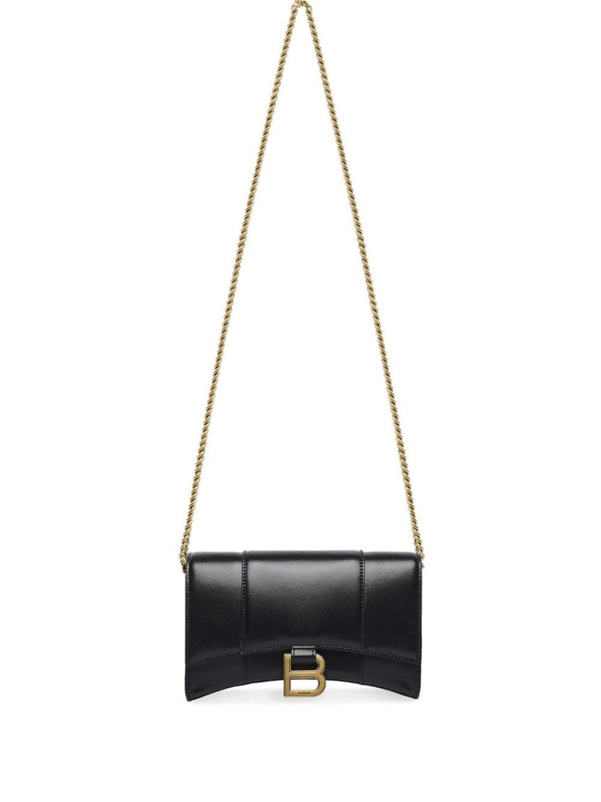 Black Hourglass Leather Crossbody Bag