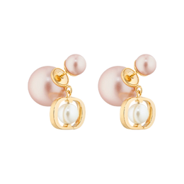 Dior Trival Earrings Gold finish metal Pale pink White resin pearl