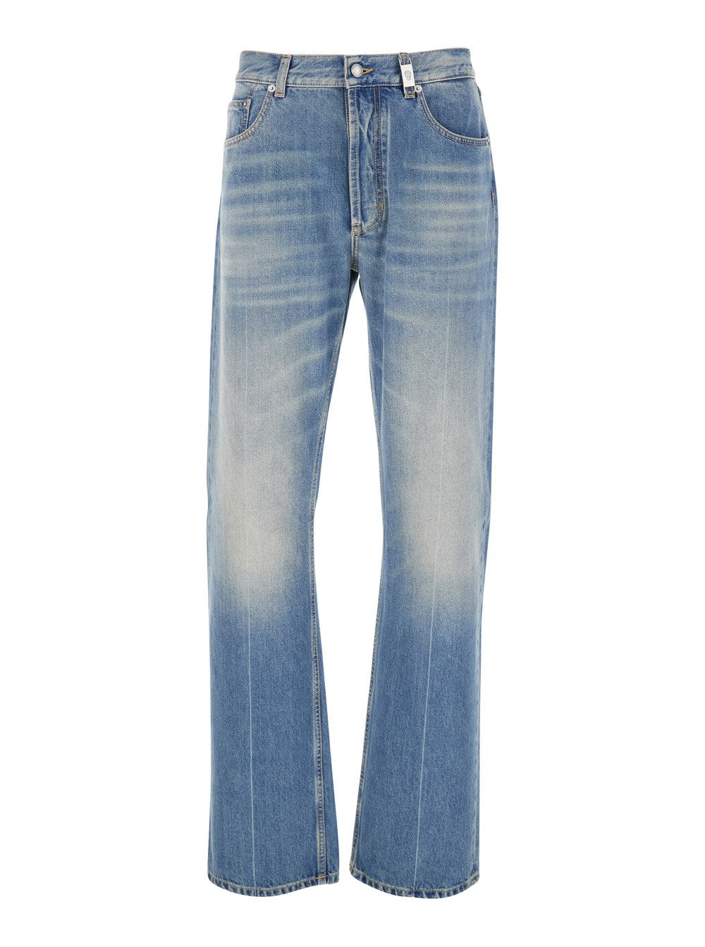 25  Alexander mcqueen Blue High Waisted Jeans with Logo Detail on the Loop and Logo Patch on the Rear in Denim Man