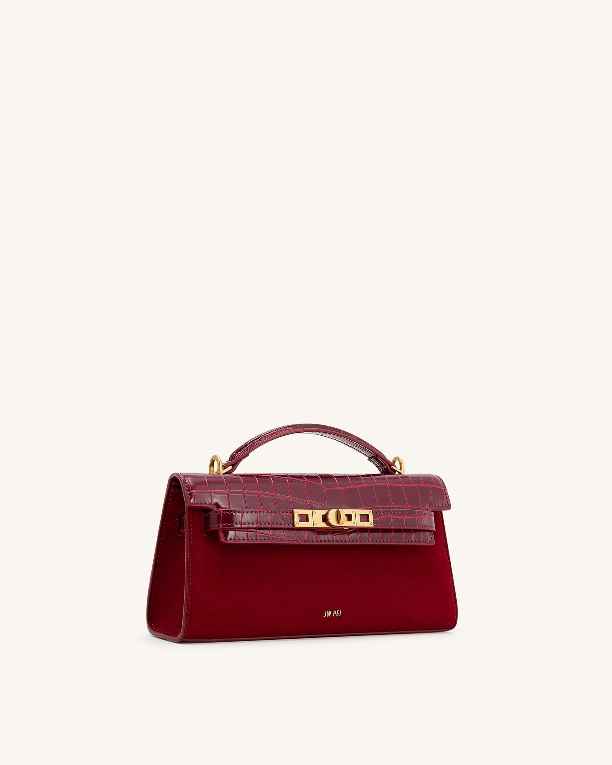 Noor Faux Suede Top Handle Bag - Blue