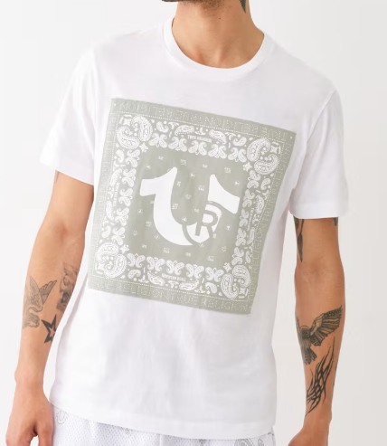 PAISLEY TWILL APPLIQUE LOGO TEE