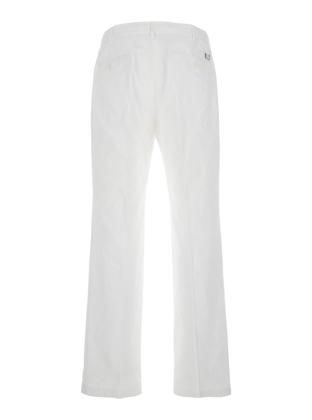 Dolce e gabbana White Five Pocket Pants with Logo Plaque on the Back in Cotton Man