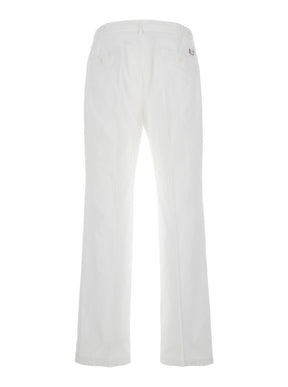 Dolce e gabbana White Five Pocket Pants with Logo Plaque on the Back in Cotton Man