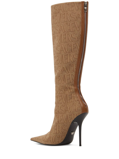 Versace Versace 110mm Canvas & leather boots - Heels | Shop From The Mirage