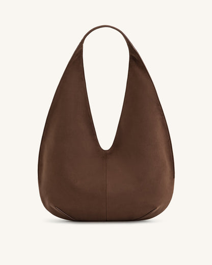 Dara Faux Suede Hobo Bag - Dark Olive