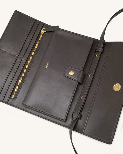 Woven Texture Flap Wallet - Black