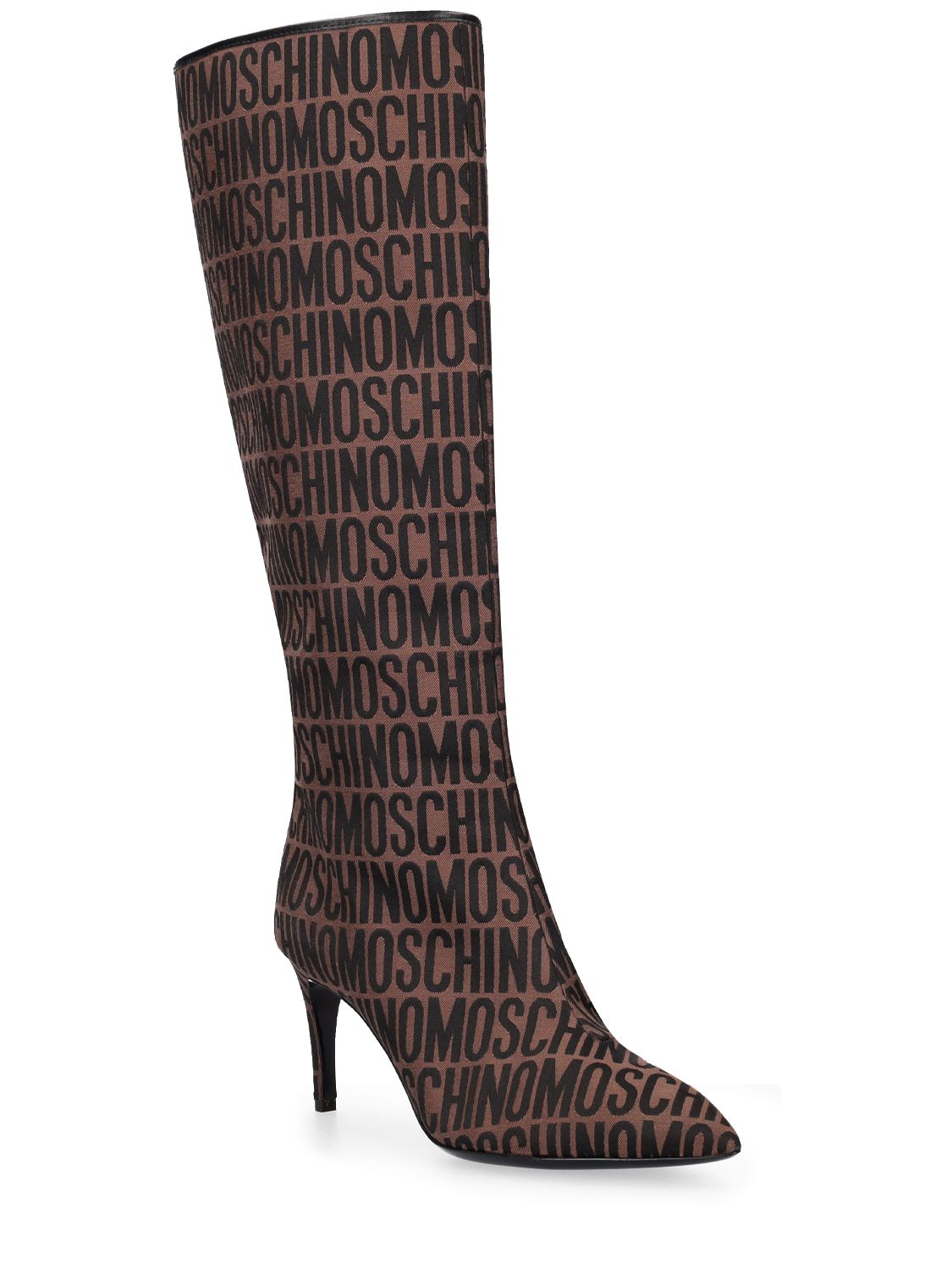 Moschino 75mm Logo jacquard tall boots