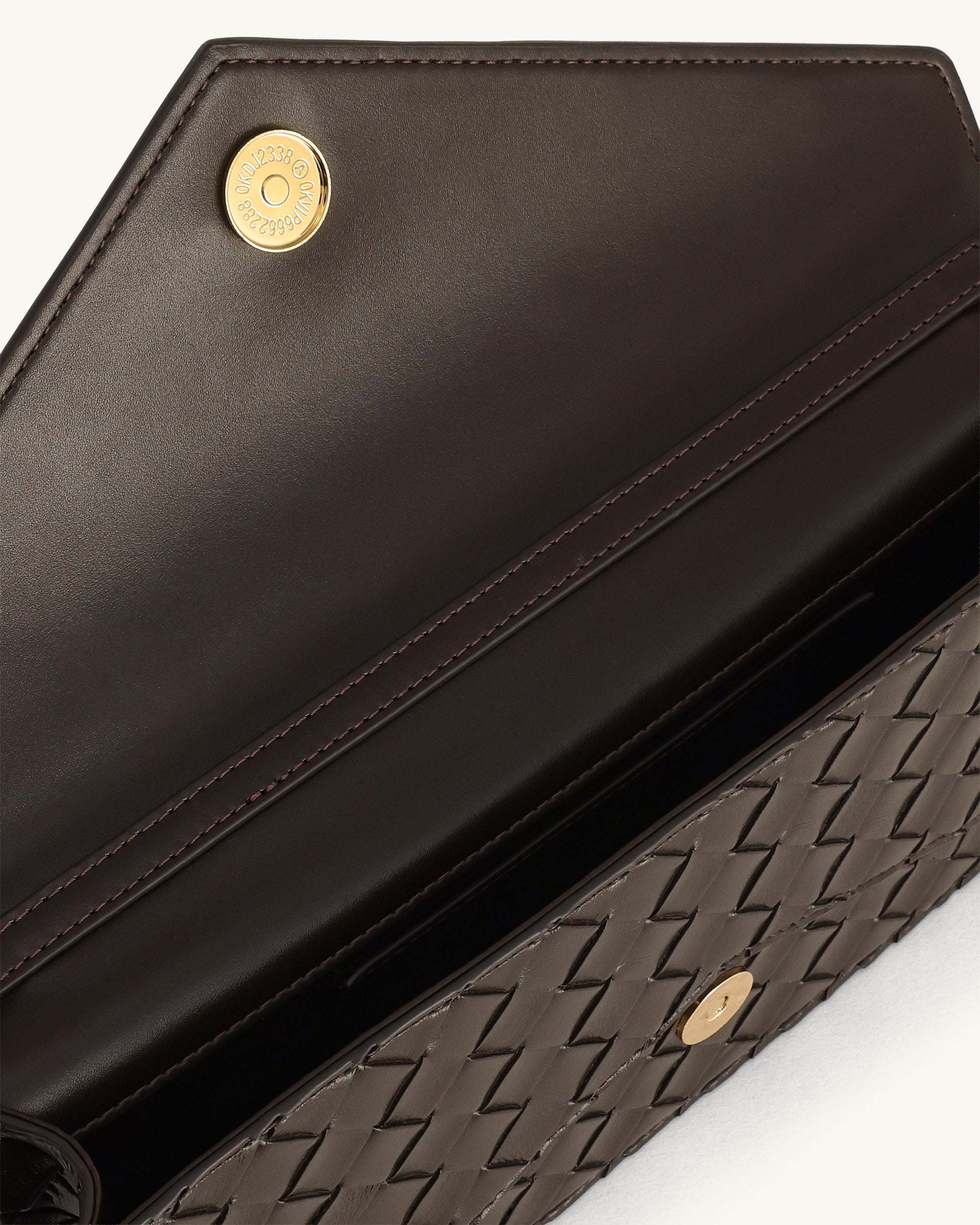 Celeste Woven Textured Envelope Top Handle Bag - Mocha Brown