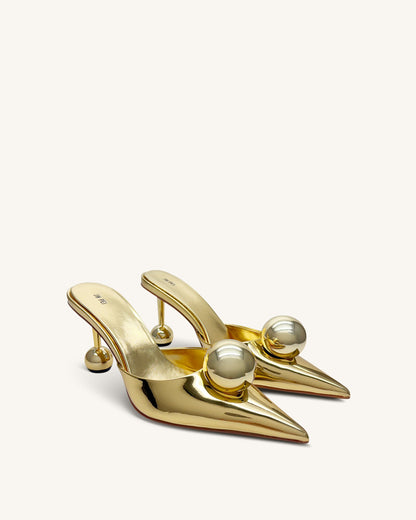 Sofia Sphere Heel Mules - Rose Red
