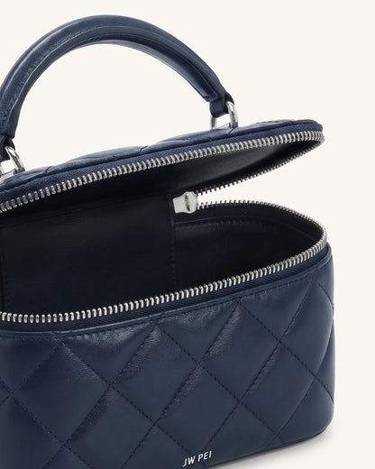 Vivienne Quilted Vanity Top Handle Bag - Navy