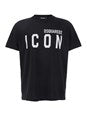 Dsquared2 Black Crewneck T-Shirt with Maxi Logo Print on the Front in Cotton Man