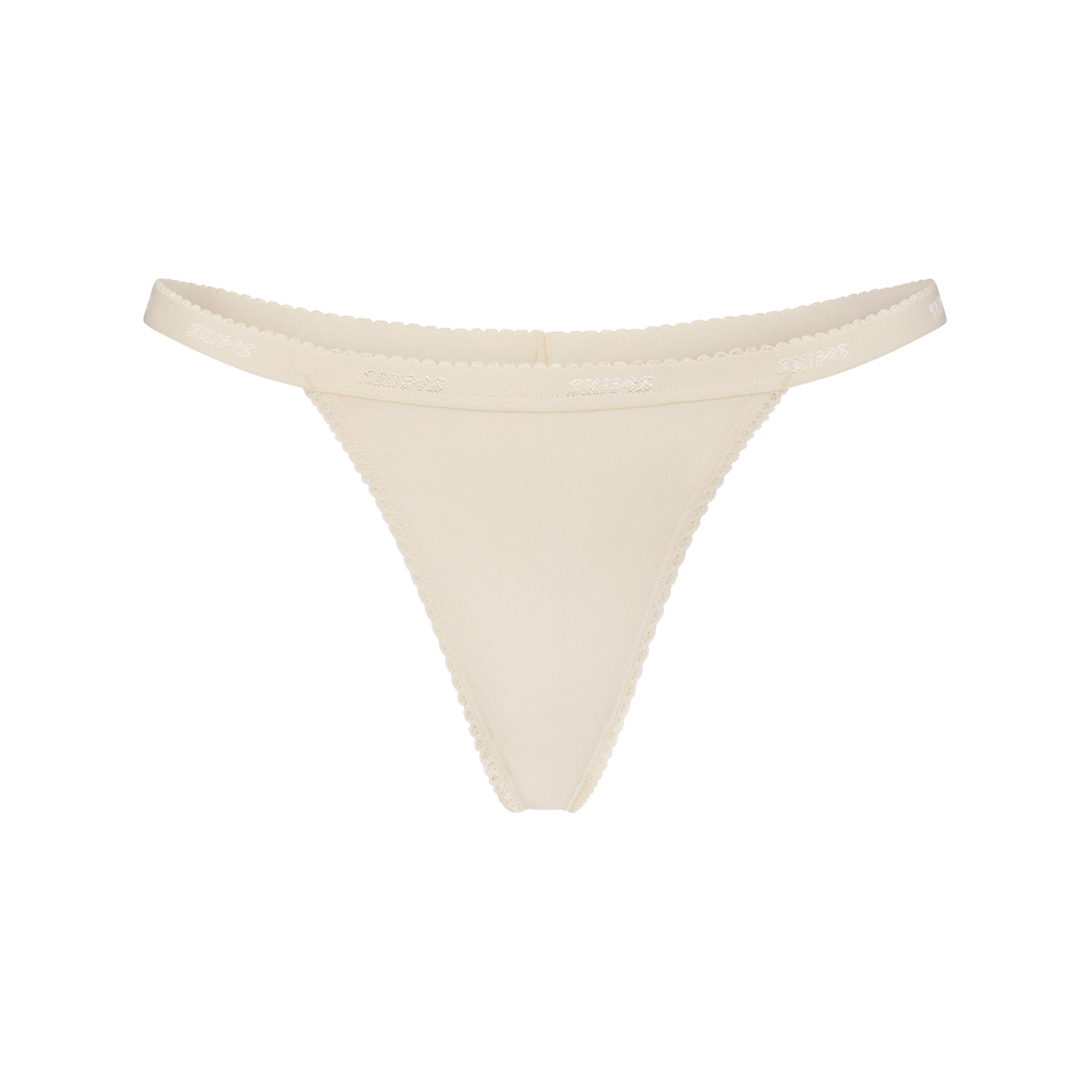 Lightweight Cotton Logo Picot Thong
