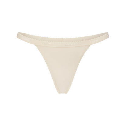 Lightweight Cotton Logo Picot Thong