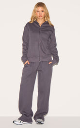Charcoal Seam Detail Wide Leg Joggers