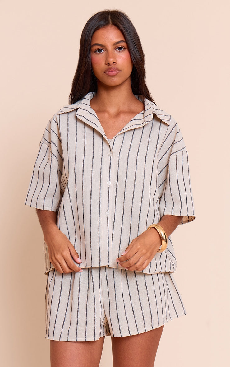 Petite Stone Stripe Short Sleeve Shirt