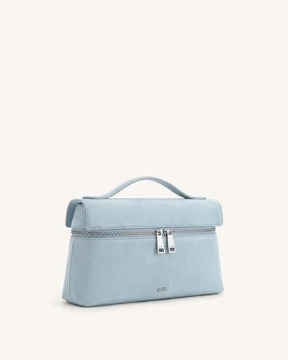 Thea Faux Suede Top Handle Bag - Light Blue