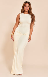 Shape Butter Yellow Sculpt Boat Neck Wrap Waist Maxi Dress