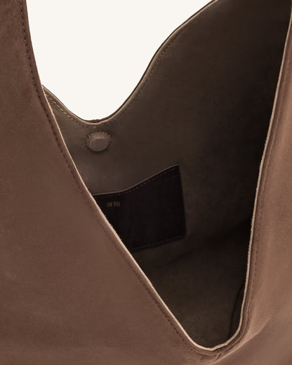 Dara Faux Suede Hobo Bag - Dark Olive
