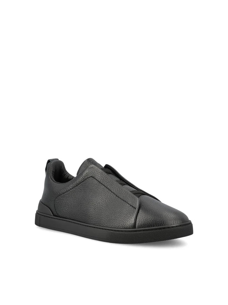 Zegna Men’s Triple Stitch™ Black Deerskin Slip-On Sneakers – Made in Italy | Luxury Everyday Footwear