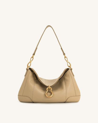 Jayla Metal Pendant Embellished Shoulder Bag - Black