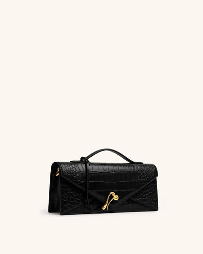 Celeste Envelope Top Handle Bag - Olive Green Lizard Texture