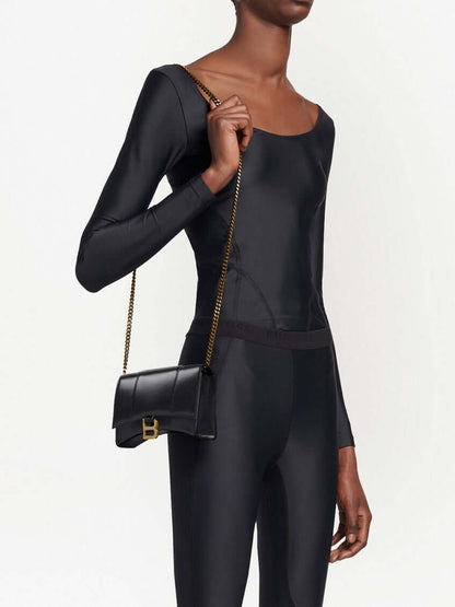 Balenciaga Black Hourglass Leather Crossbody Bag - Size: One Size Bags | Shop From The Mirage
