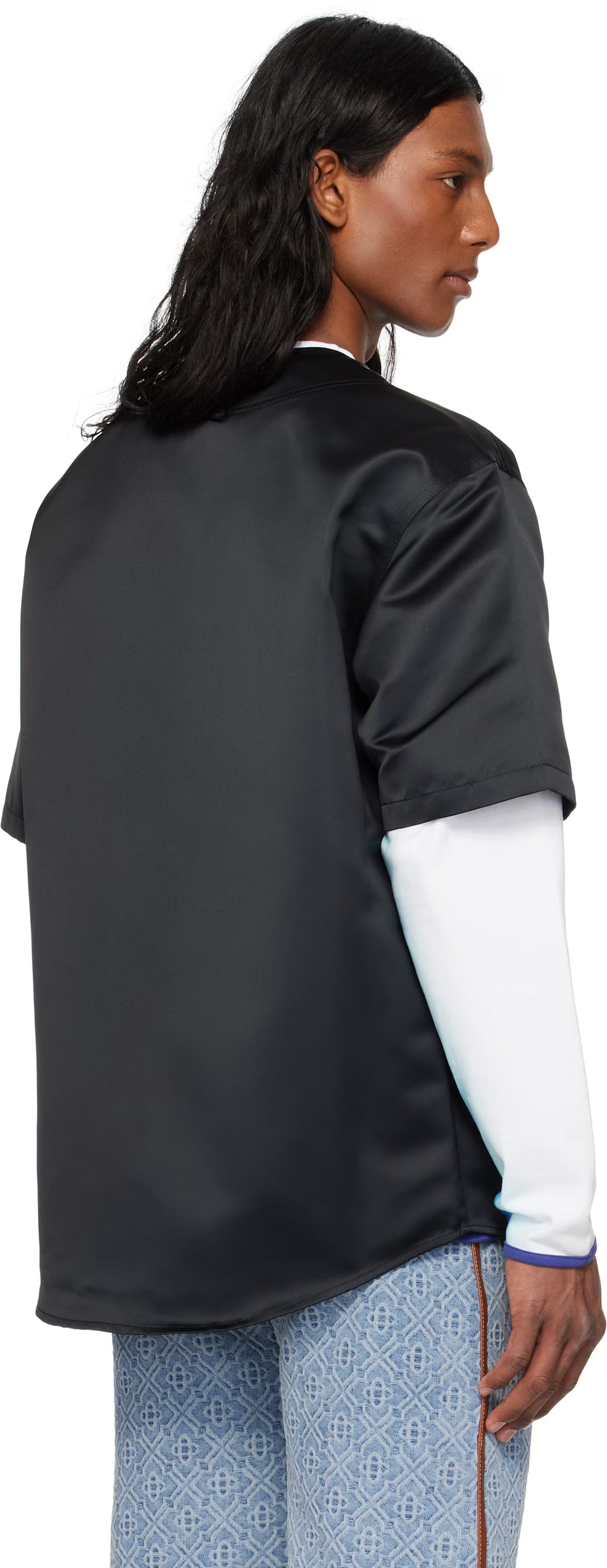 Black Gothic Short Sleeve Baseball Shirt